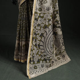Kota doria cotton printed kalamkari saree 07 - handcrafted