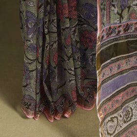 Green - kota doria cotton sanganeri saree 12 - handcrafted