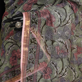 Green - kota doria cotton sanganeri saree 12 - handcrafted