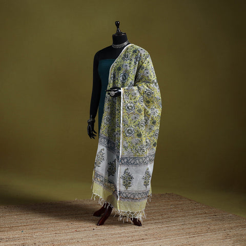 Kota doria silk cotton sanganeri floral dupatta 60