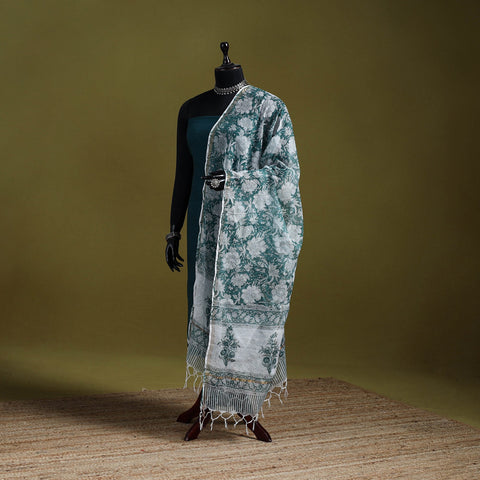 Kota doria silk cotton sanganeri floral dupatta 61