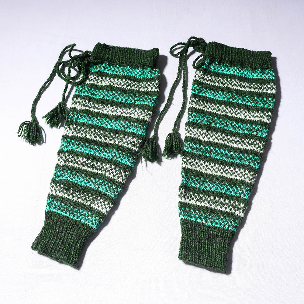  Green Kumaun Hand Knitted Woolen Leg Warmer