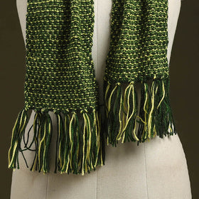 Green - kumaun hand knitted woollen muffler 27 - handcrafted