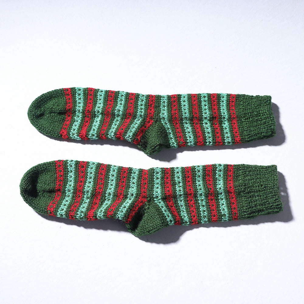 Green Kumaun Hand Knitted Woolen Socks (Adult)