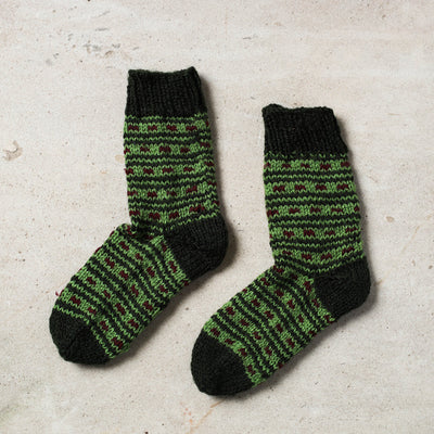 Green Kumaun Hand Knitted Woolen Socks - Kids