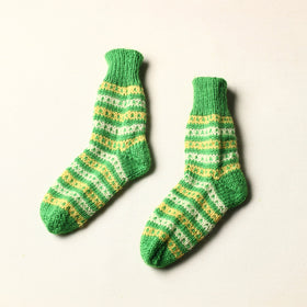  Green Kumaun Hand Knitted Woolen Socks - Kids