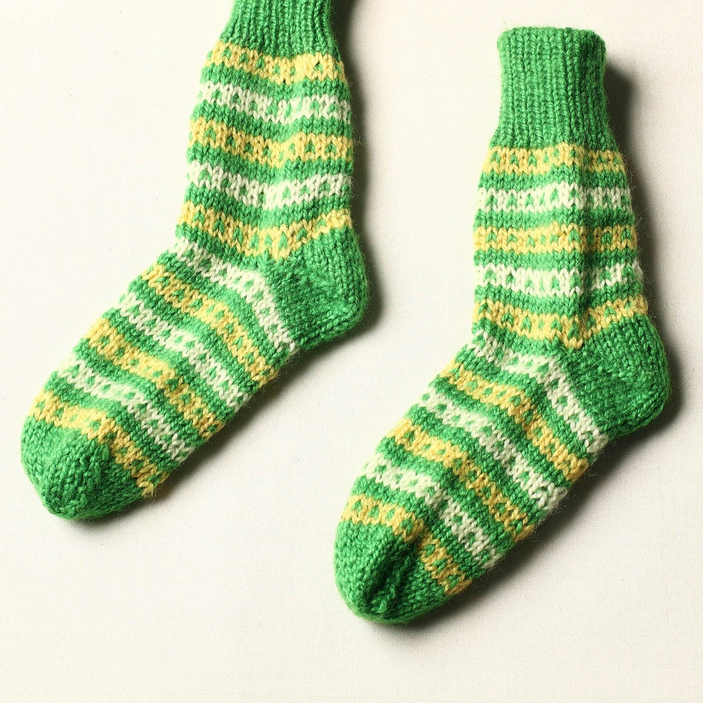  Green Kumaun Hand Knitted Woolen Socks - Kids