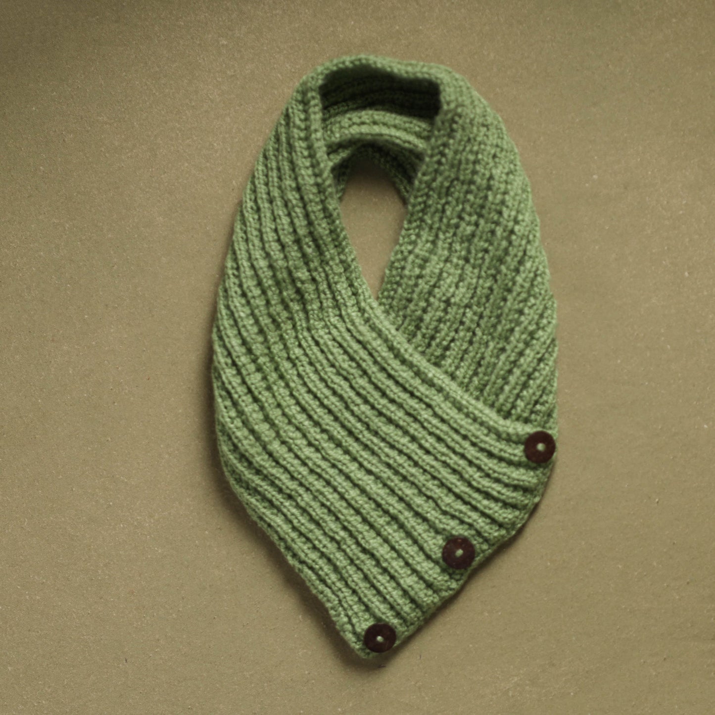 Green - kumaun hand knitted woollen button cowl 25