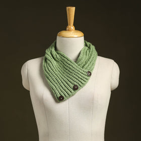 Green - kumaun hand knitted woollen button cowl 25