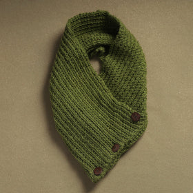 Green - kumaun hand knitted woollen button cowl 35