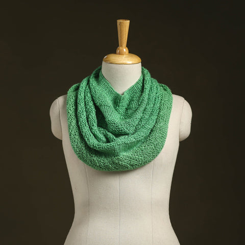 Green - kumaun hand knitted woollen cowl 07 - handcrafted