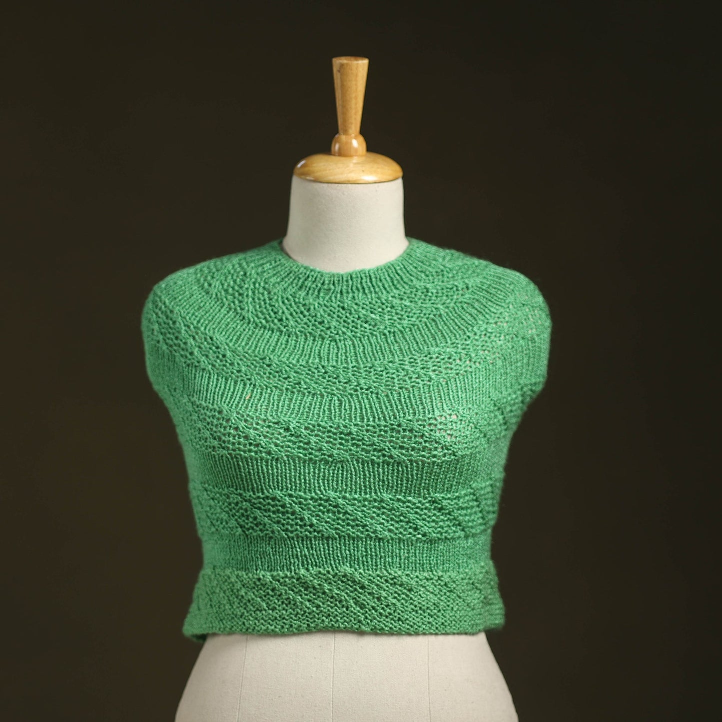Green - kumaun hand knitted woollen cowl 07 - handcrafted