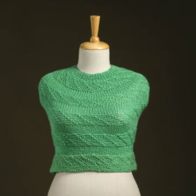 Green - kumaun hand knitted woollen cowl 07 - handcrafted