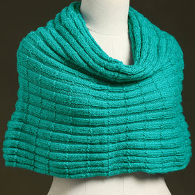 Green - kumaun hand knitted woollen cowl 41 - handcrafted