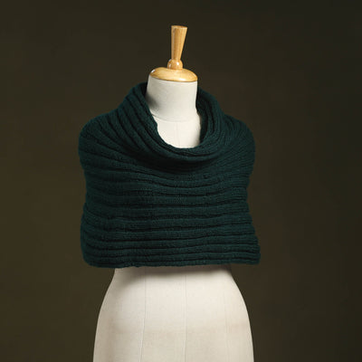Green - kumaun hand knitted woollen cowl 42 - handcrafted