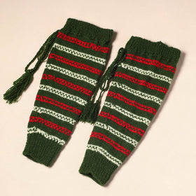 Green Kumaun Hand Knitted Woollen Leg Warmer