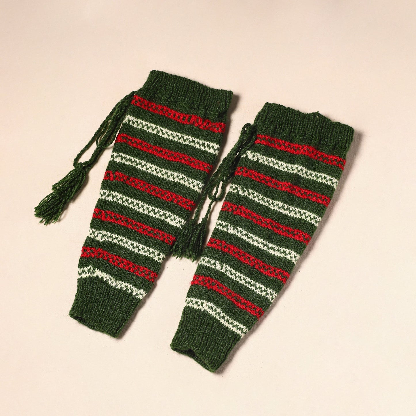 Green Kumaun Hand Knitted Woollen Leg Warmer