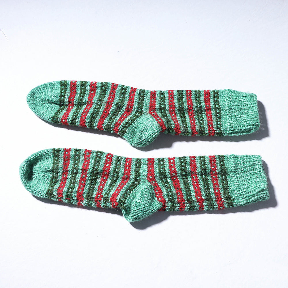 Green Kumaun Hand Knitted Woolen Socks (Adult)