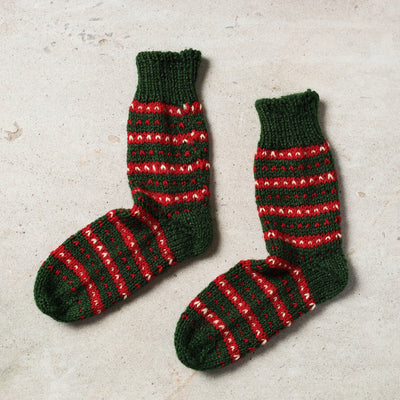  Green Kumaun Hand Knitted Woolen Socks - Kids
