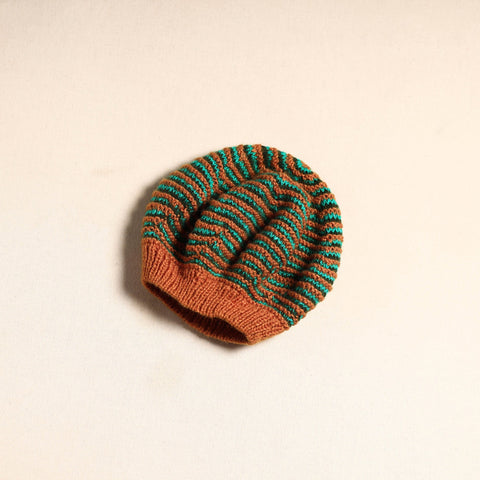 Green - kumaun hand knitted woollen beret cap 38