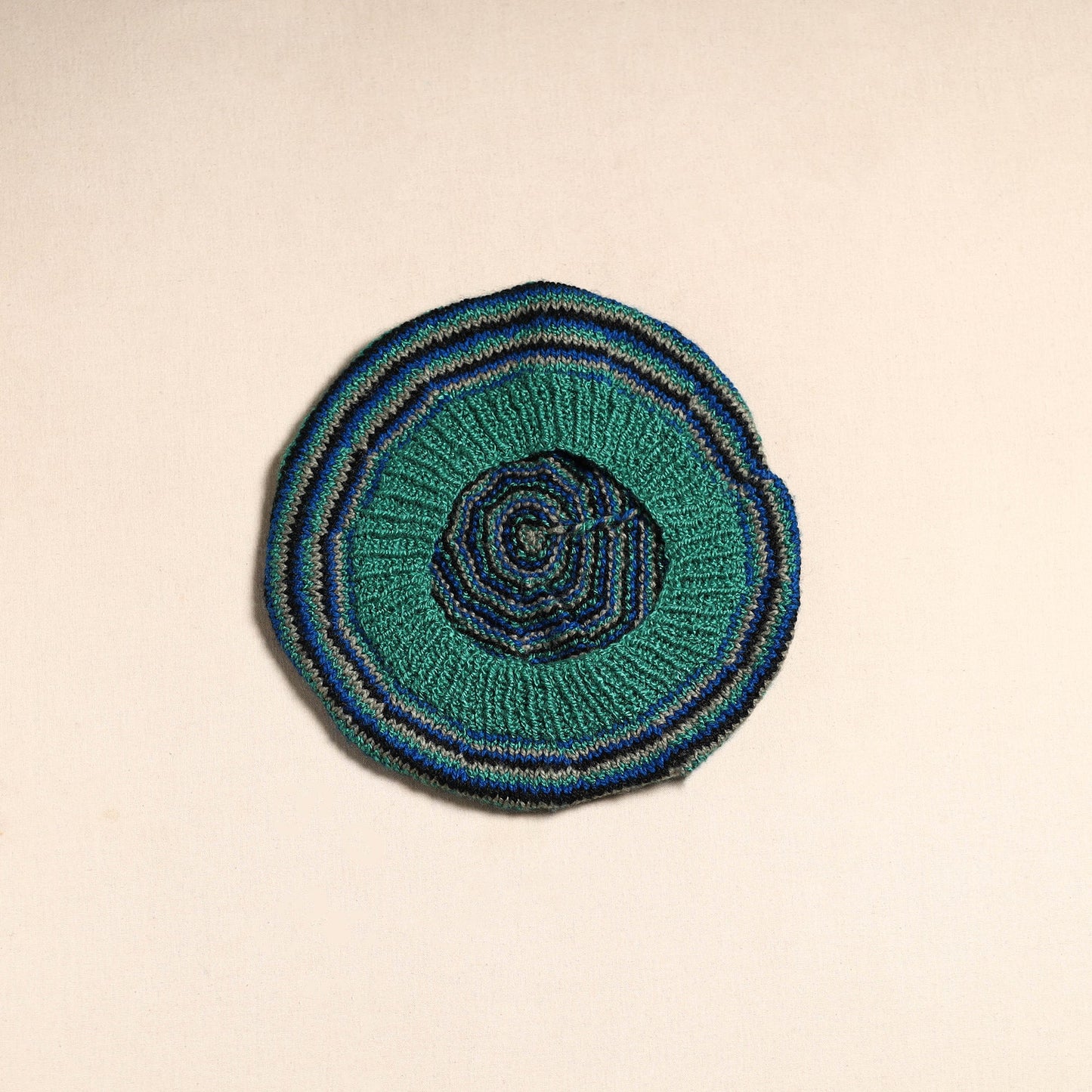 Green - kumaun hand knitted woollen beret cap 49