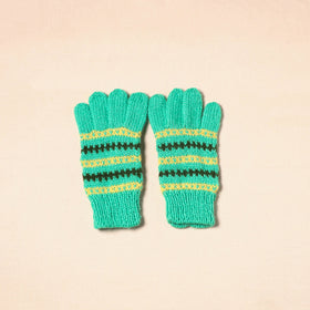 Green Kumaun Hand Knitted Woollen Hand Gloves (Adult)