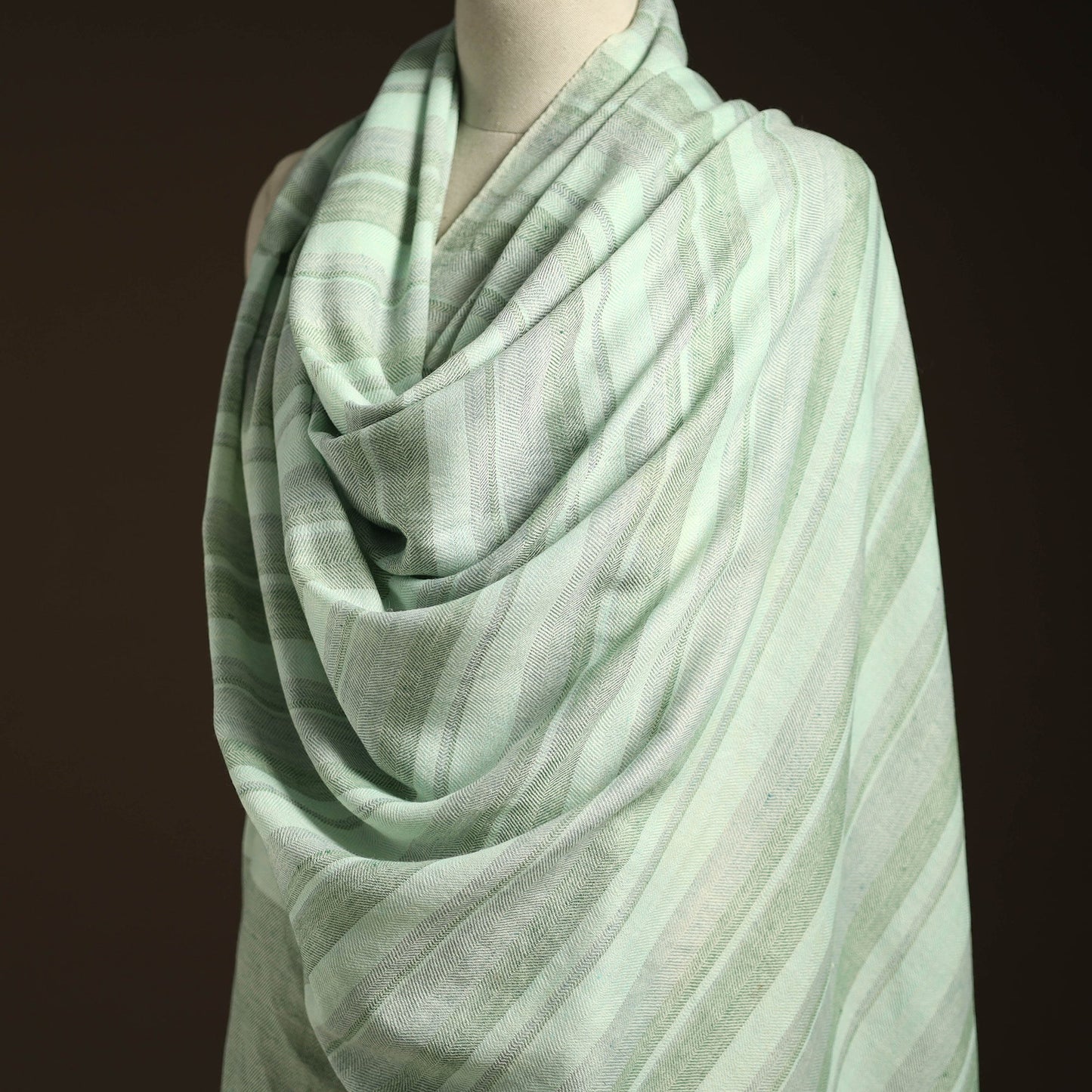 Green - kumaun handwoven merino wool shawl for men 08