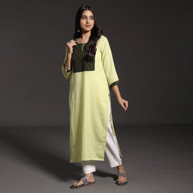 Green Kumaun Handwoven Straight Merino Woolen Kurta for Women