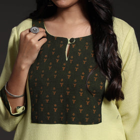 Green Kumaun Handwoven Straight Merino Woolen Kurta for Women