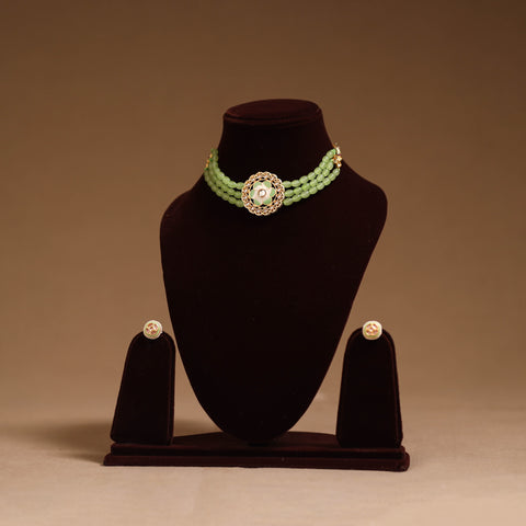 Kundan work choker necklace set 39 - handcrafted