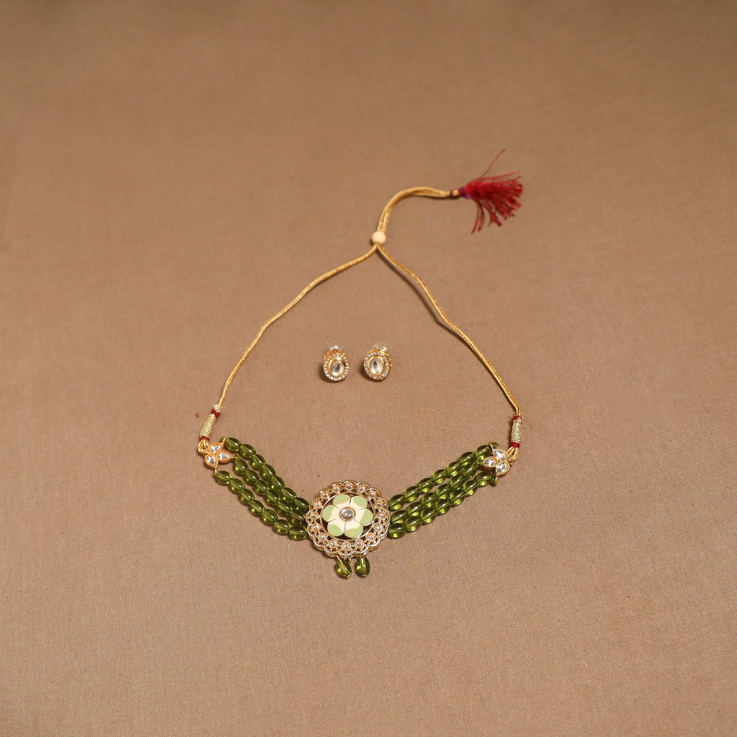 Kundan work choker necklace set 41 - handcrafted