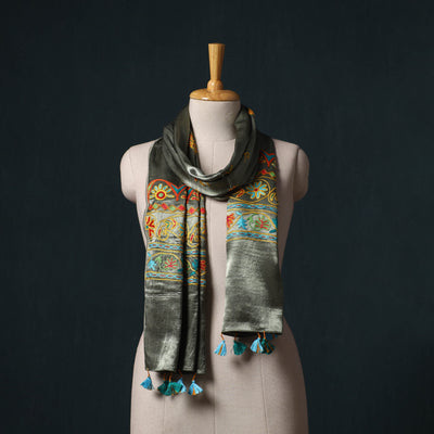 Kutch aari hand embroidery mashru silk stole 53