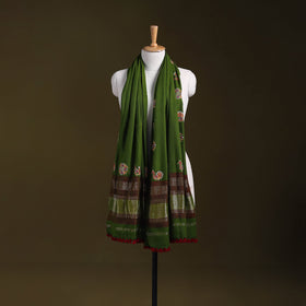 Green - kutch ahir hand embroidery mirror work woollen