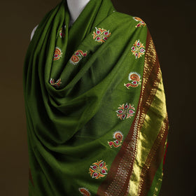 Green - kutch ahir hand embroidery mirror work woollen