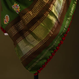 Green - kutch ahir hand embroidery mirror work woollen