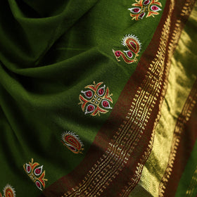 Green - kutch ahir hand embroidery mirror work woollen