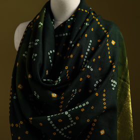 Green - kutch bandhani handwoven merino wool shawl 41