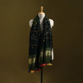 Green - kutch bandhani handwoven merino wool shawl 41