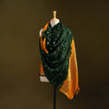 Kutch bandhani handwoven merino wool shawl with zari patta