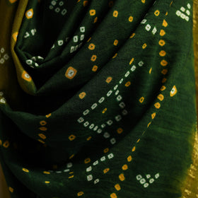 Kutch bandhani handwoven merino wool shawl with zari patta