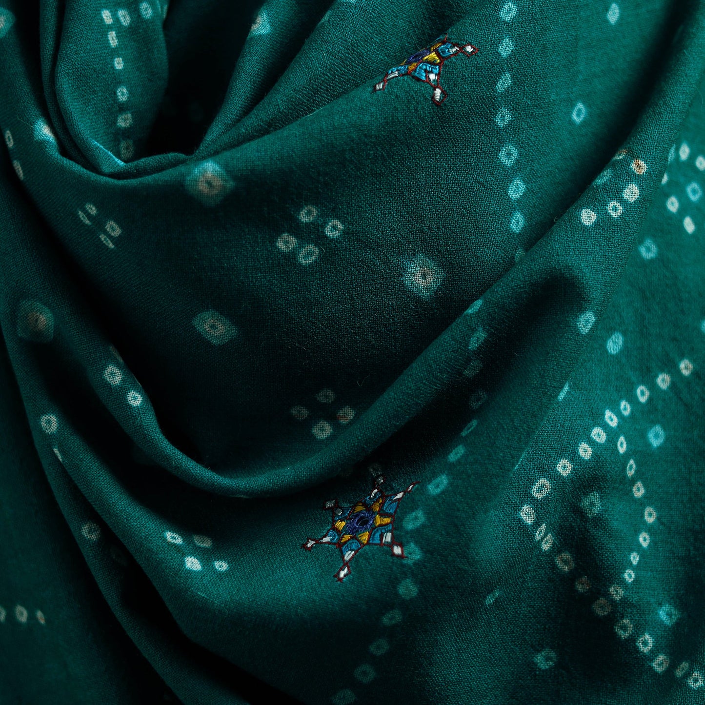 Green - kutch bandhani handwoven neran hand embroidery