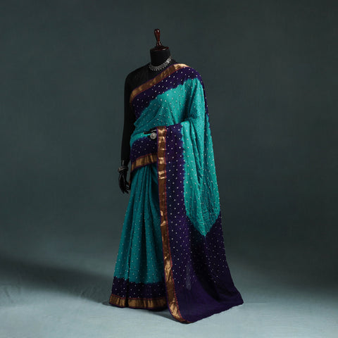 Kutch bandhani tie-dye cotton saree with blouse piece 03