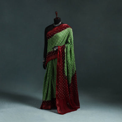 Kutch bandhani tie-dye cotton saree with blouse piece 07