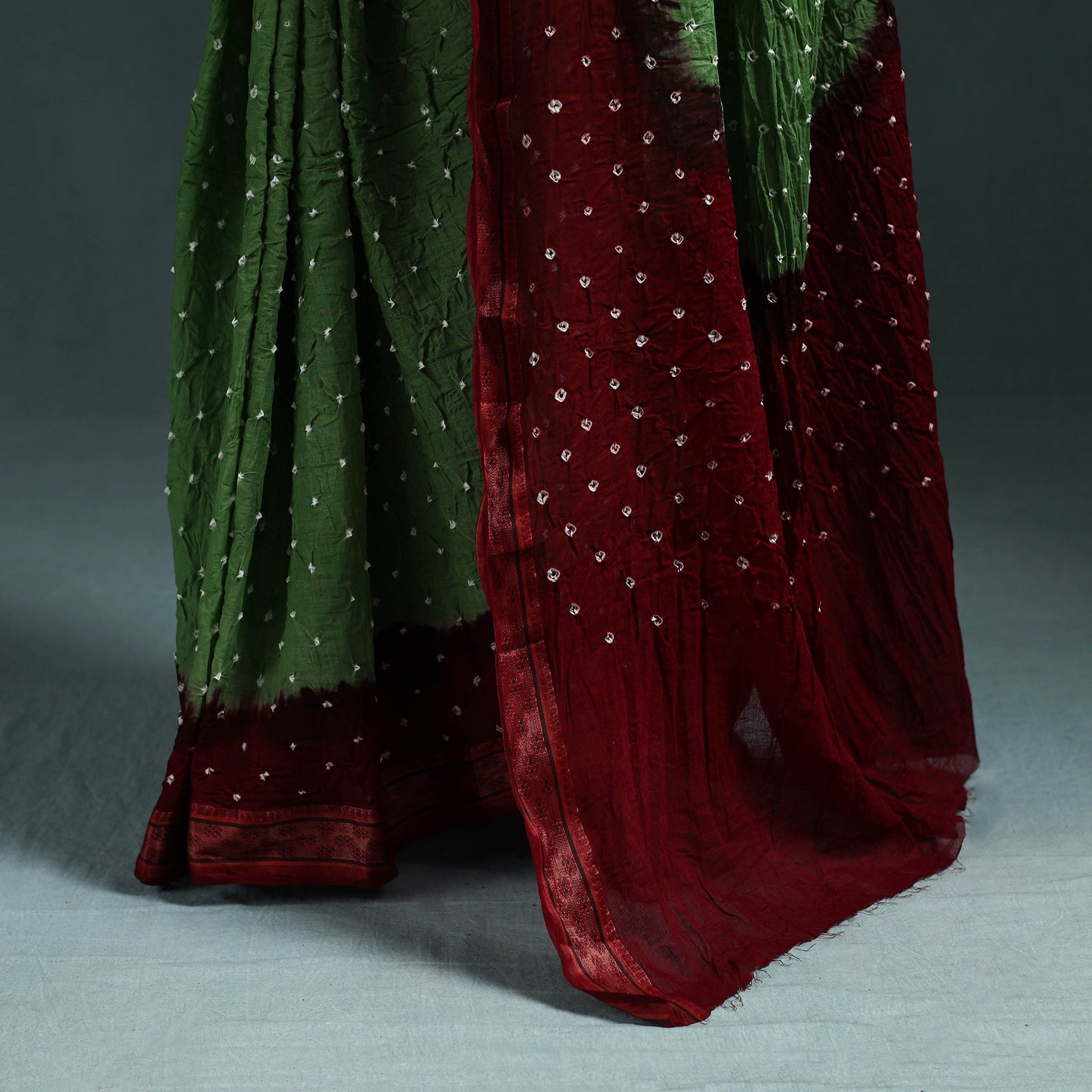 Kutch bandhani tie-dye cotton saree with blouse piece 07