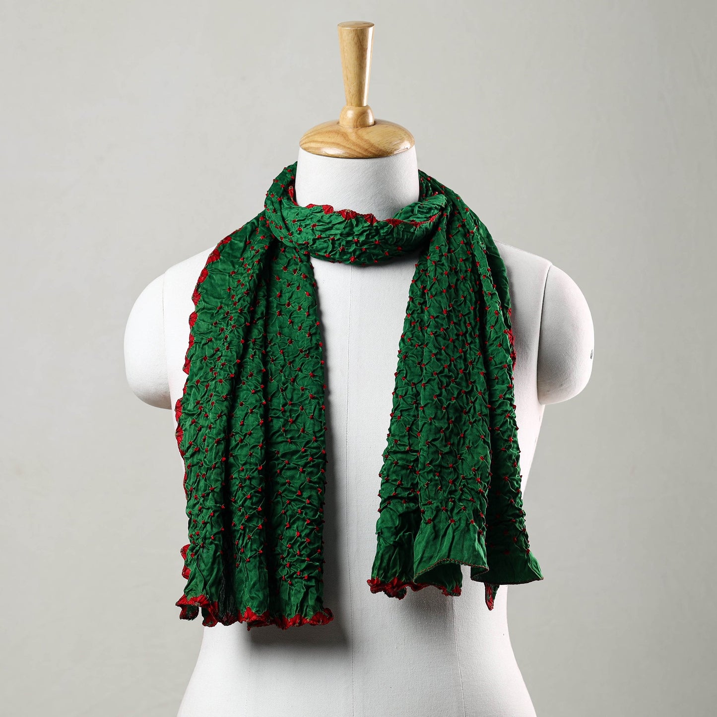 Kutch Bandhani Silk Stole - Tie-Dye Artistry