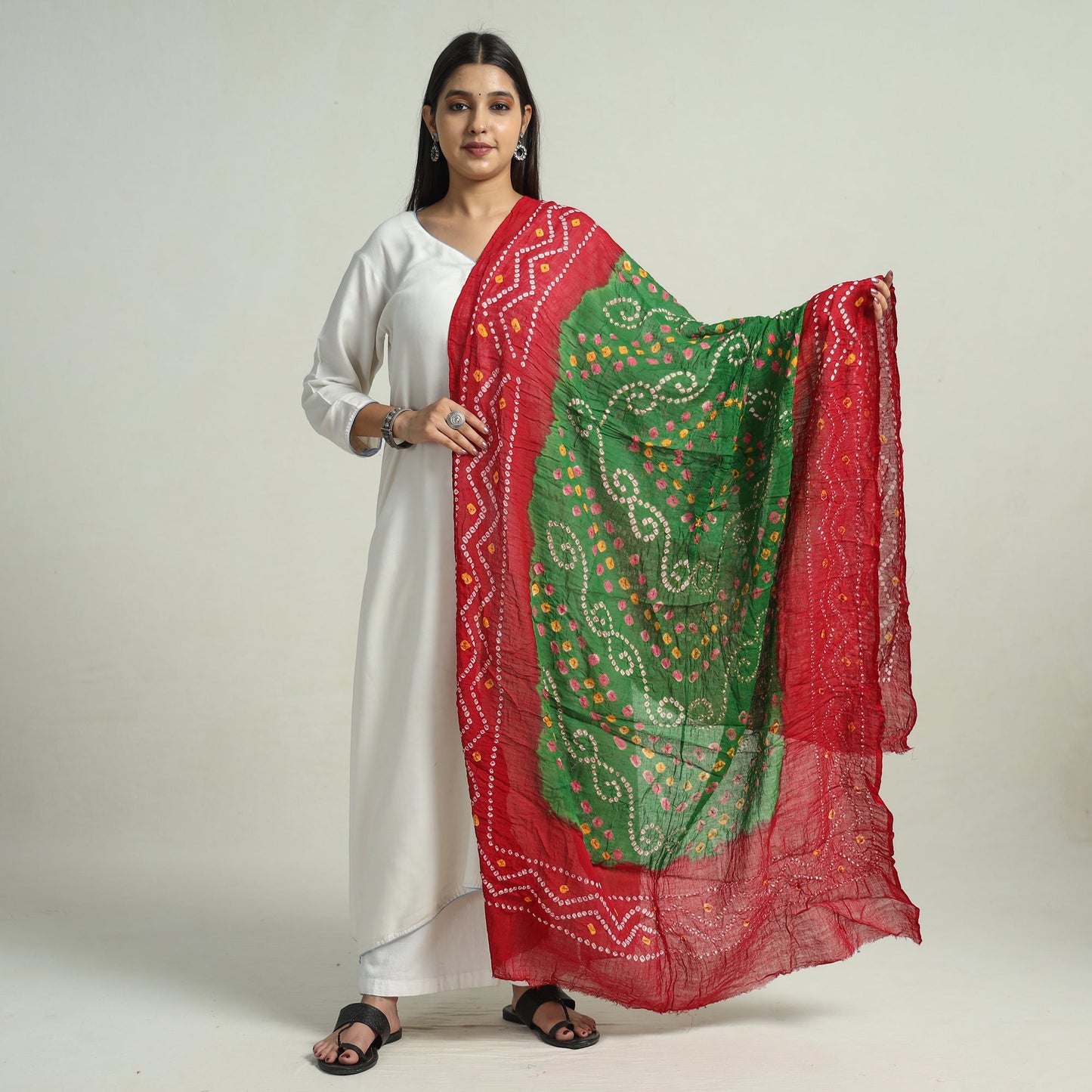  Kutch Bandhani Tie-Dye Mul Cotton Dupatta 24 