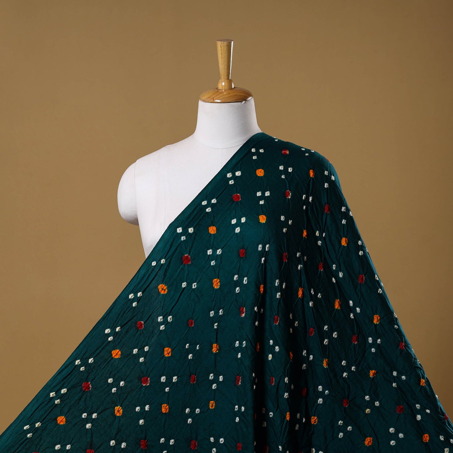 Green - kutch bandhani tie-dye mul cotton fabric