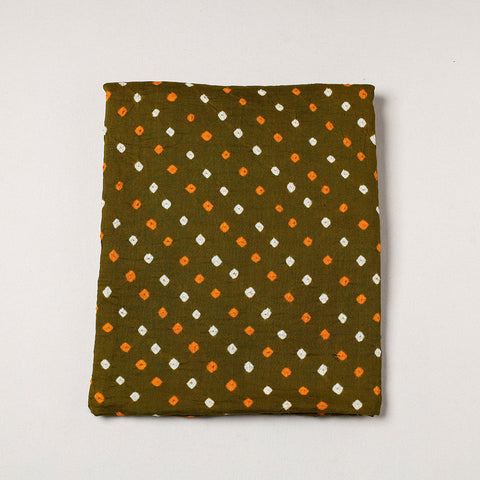 Green Kutch Bandhani Tie-Dye Soft Cotton Precut Fabric 