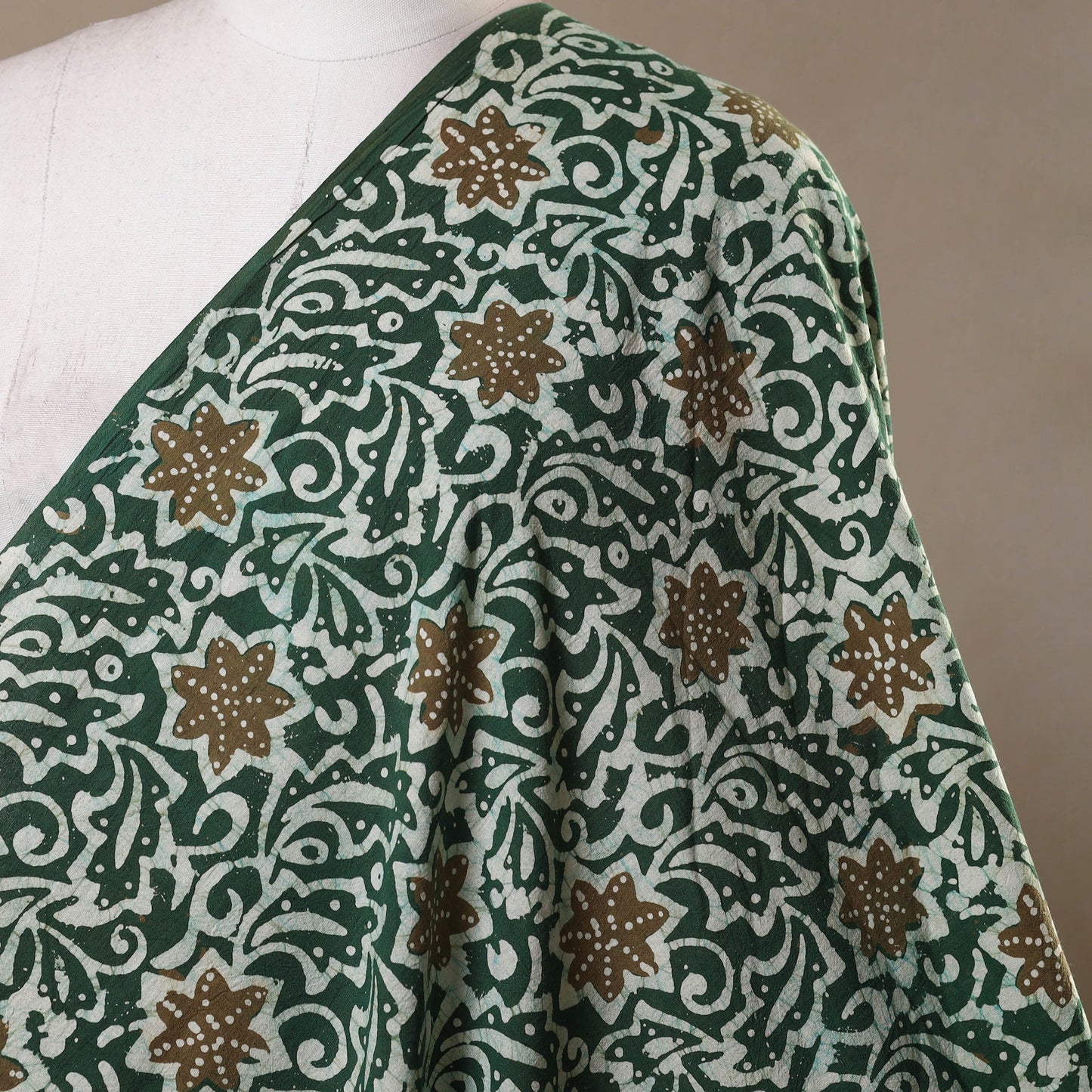 Green - kutch batik cotton fabric 01 - handcrafted
