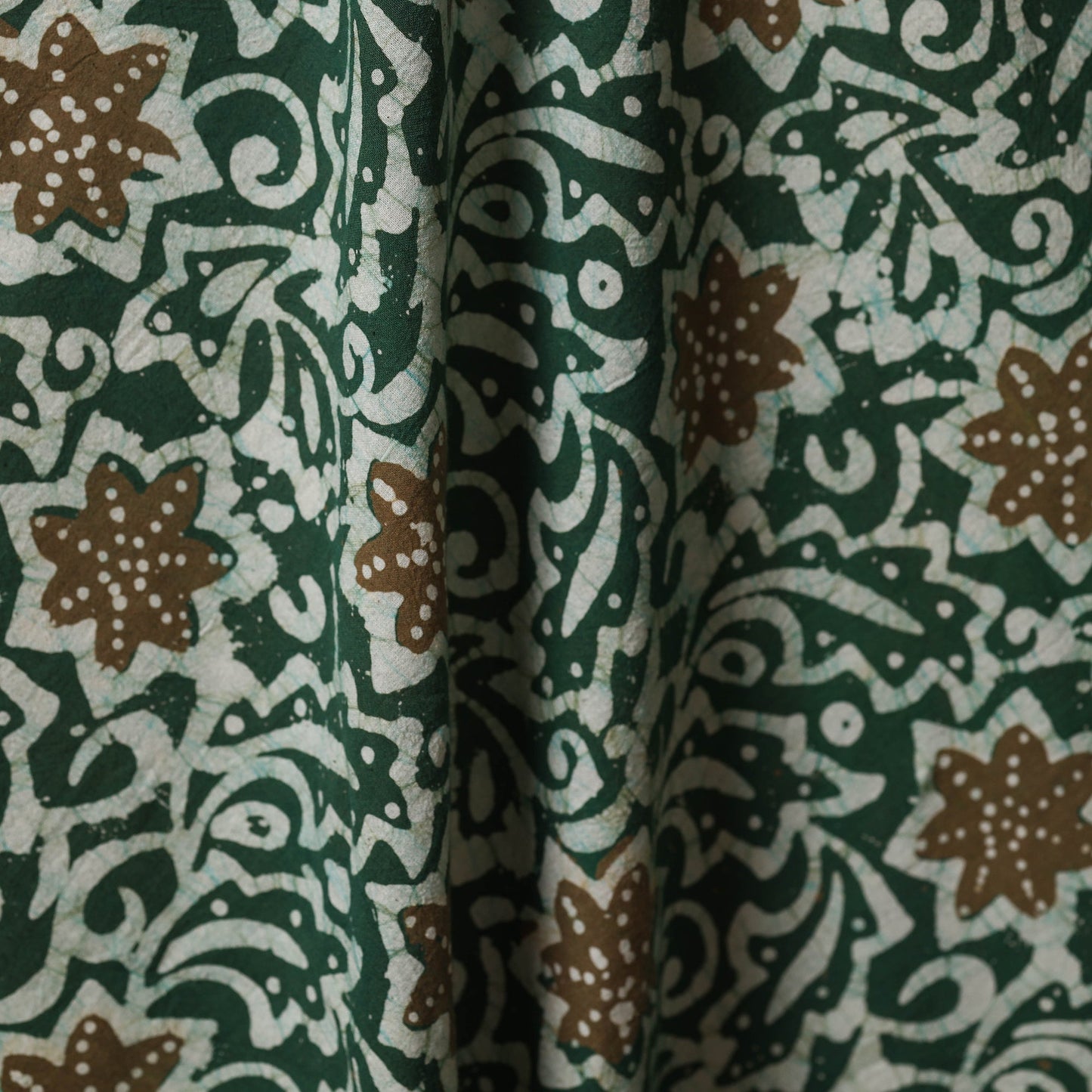 Green - kutch batik cotton fabric 01 - handcrafted